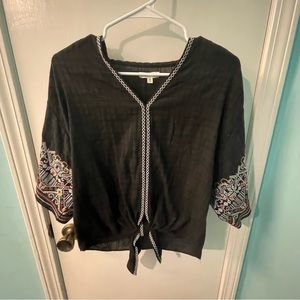 Max Studio Black Embroidered Blouse XS